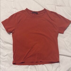 Brandy Melville Red/Rust Fitted Crop Tee